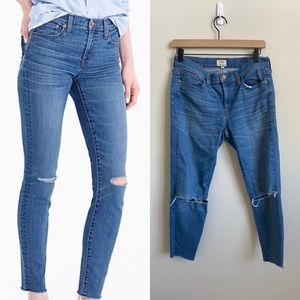 J Crew Toothpick Raw Hem Crop Skinny Jeans Sz 29